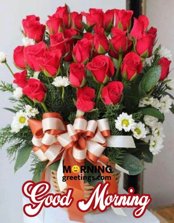 Good Morning With Red Roses