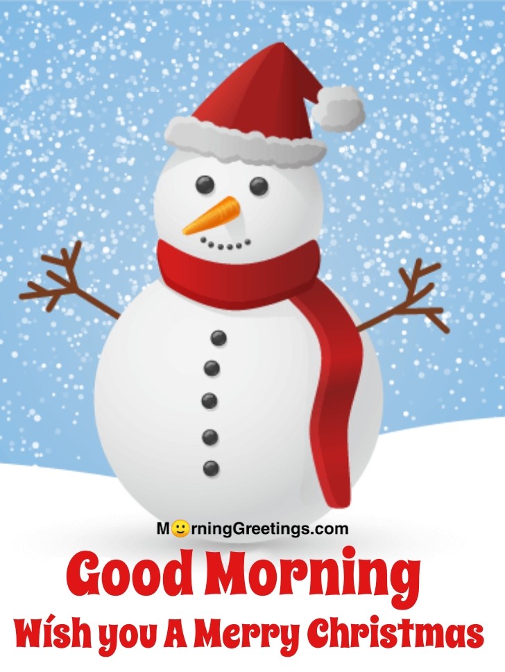 Good Morning Santa Snowman Merry Christmas Card