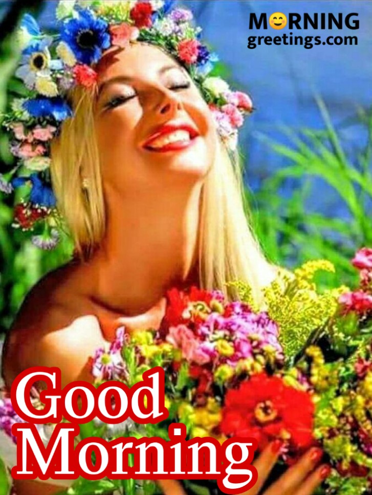 Good Morning Woman With Flowers