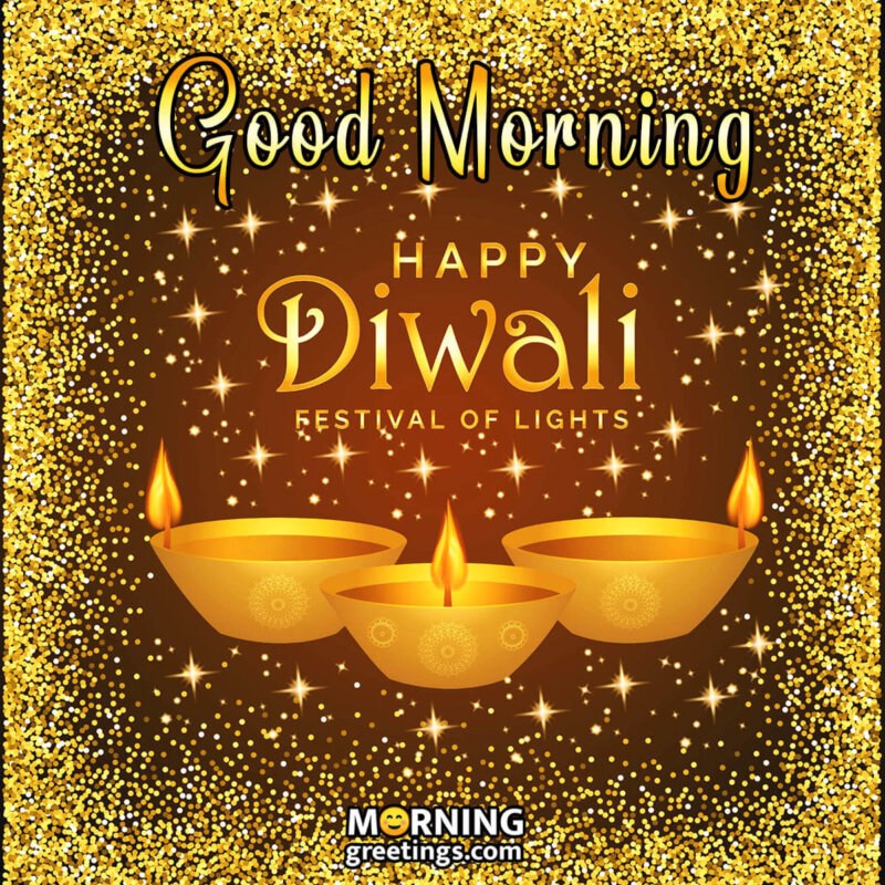 Good Morning Diwali Diyas Image