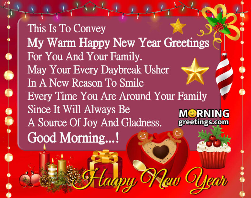 Good Morning Happy New Year Wishes Card