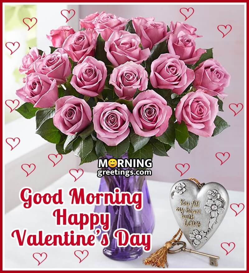 Good Morning Happy Valentine's Day Rose Boquet