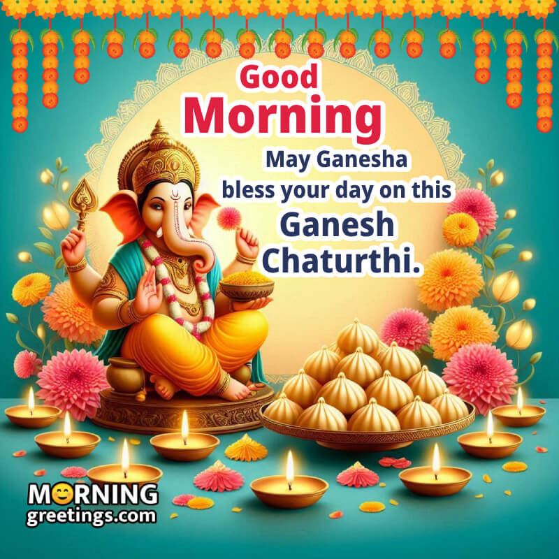 Good Morning Ganesh Chaturthi Greeting Image