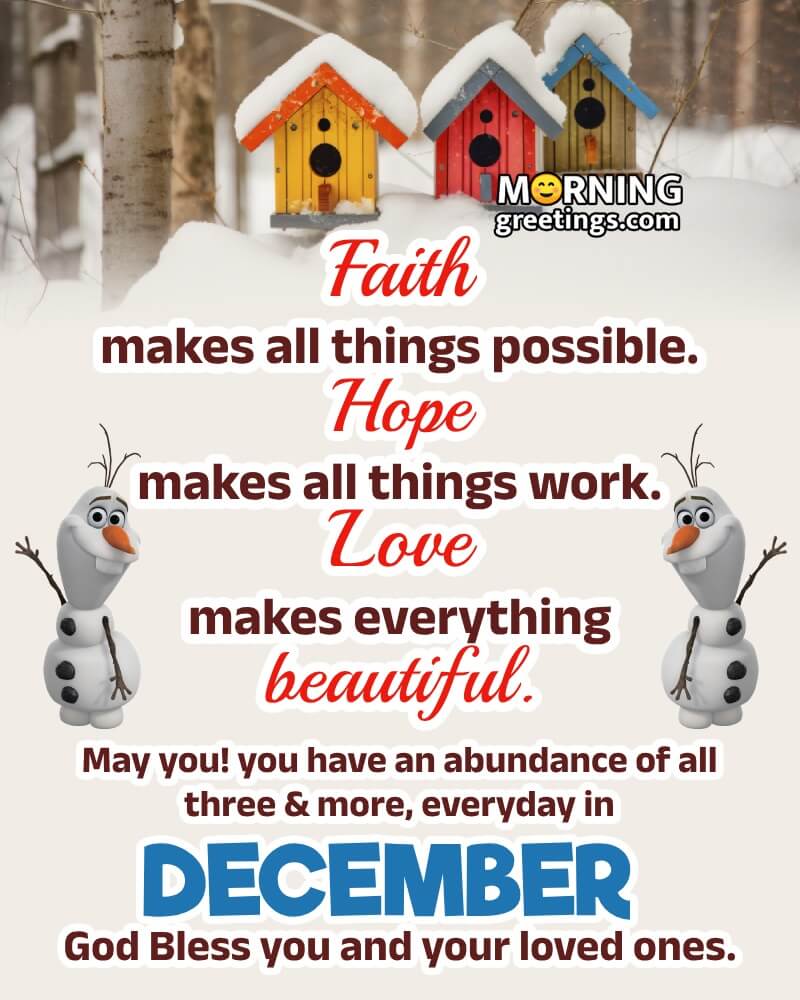 December Month Wish God Bless You