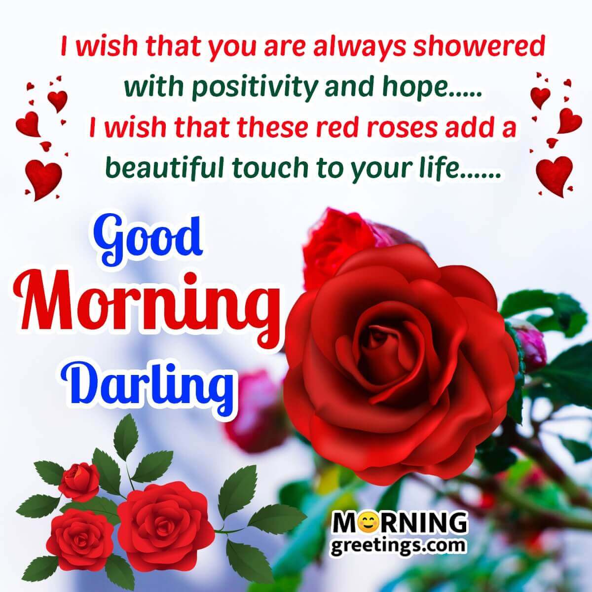 Good Morning Red Roses Wishing Pic For Darling