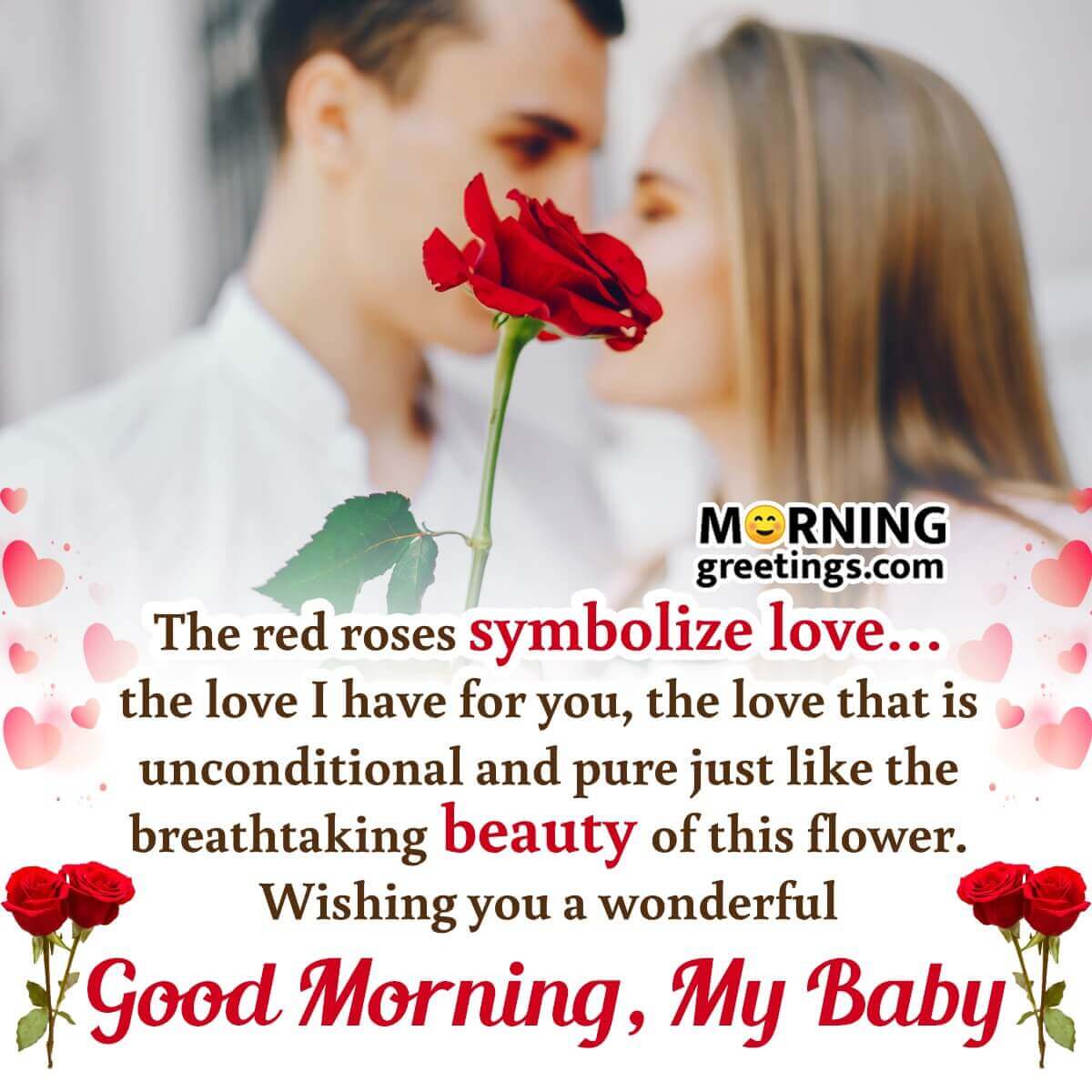 Red Roses Good Morning Wish Picture For Baby
