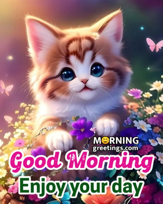 Good Morning Enjoy Your Day Cat Image