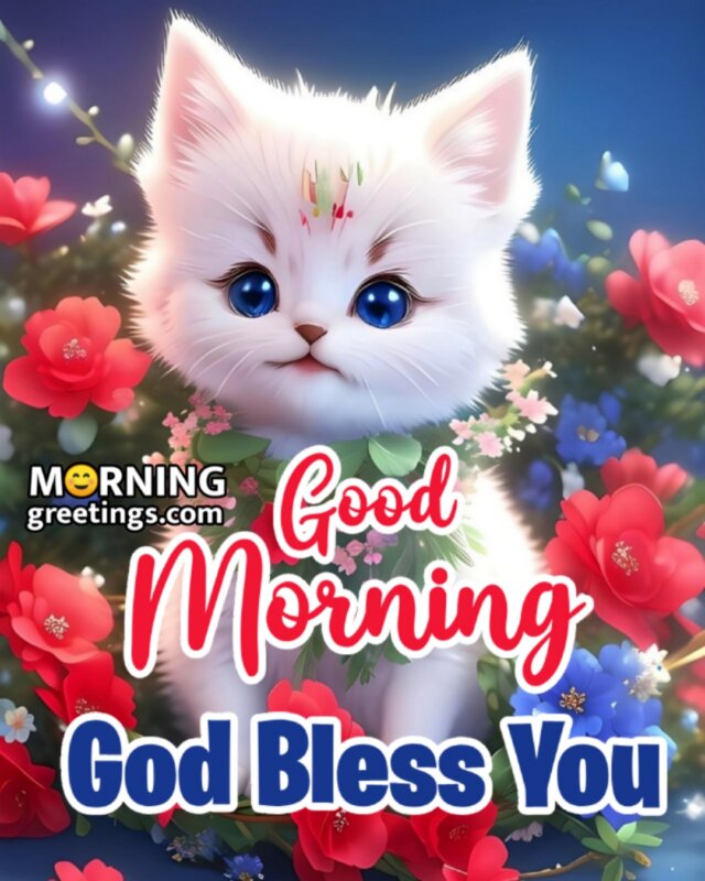 Good Morning God Bless You Cat Image