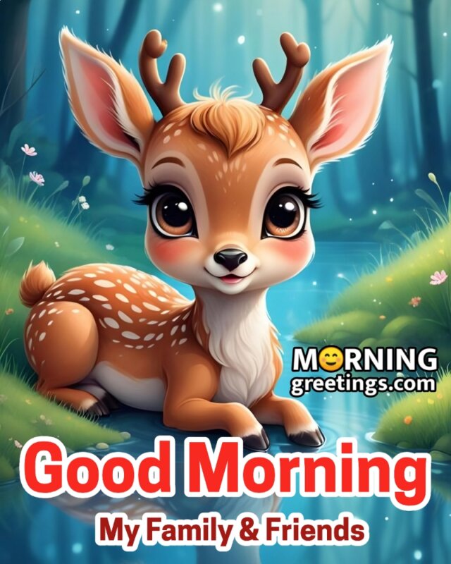 Good Morning My Family And Friends Deer Image