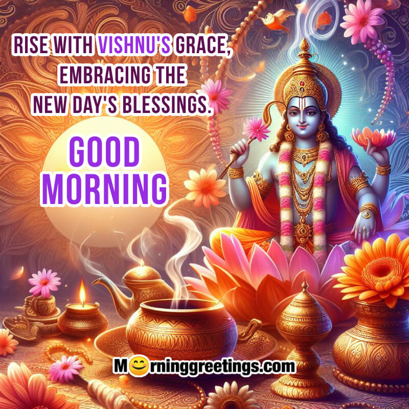 Rise With Vishnu's Grace Good Morning Blessing Photo