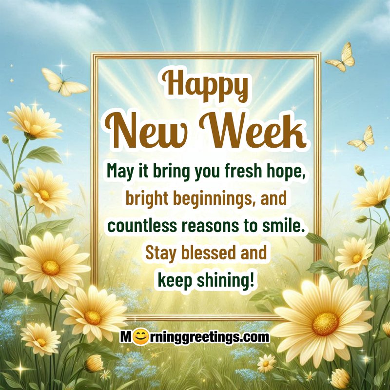 Happy New Week Bright Beginnings With Flower Image