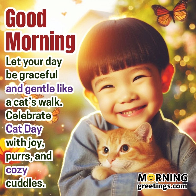 Good Morning Cat Awesome Greeting Image