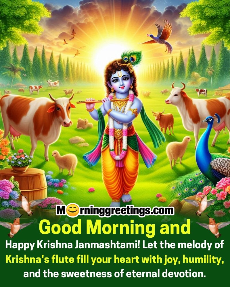 Good Morning Krishna Janmashtami Best Greeting Photo