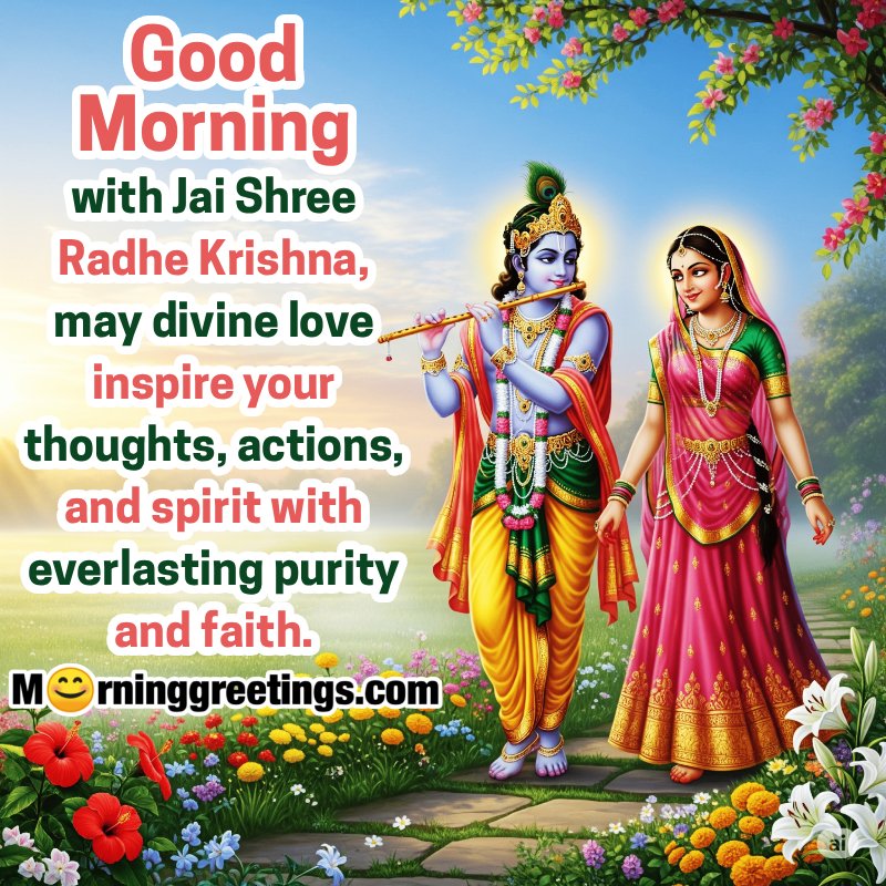 Good Morning Radha Krishna Awesome Greeting Pic