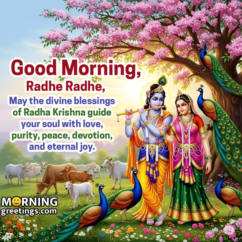 Good Morning Radha Krishna Wonderful Blessings Image