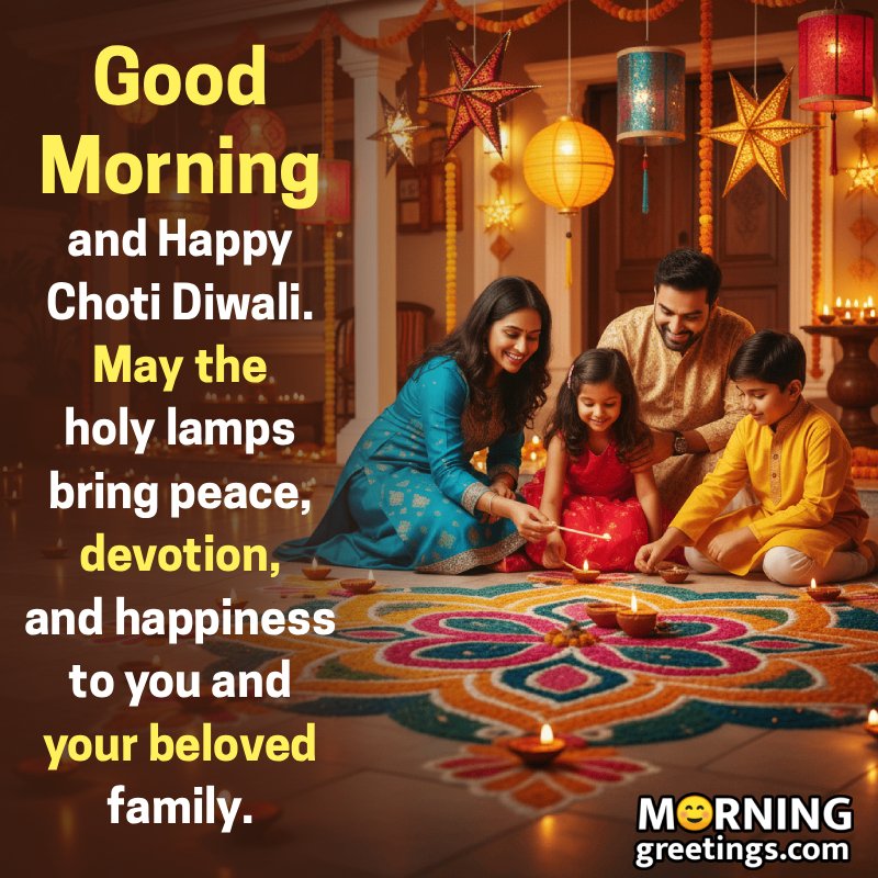 Good Morning Happy Chhoti Diwali Lovely Pic For Family