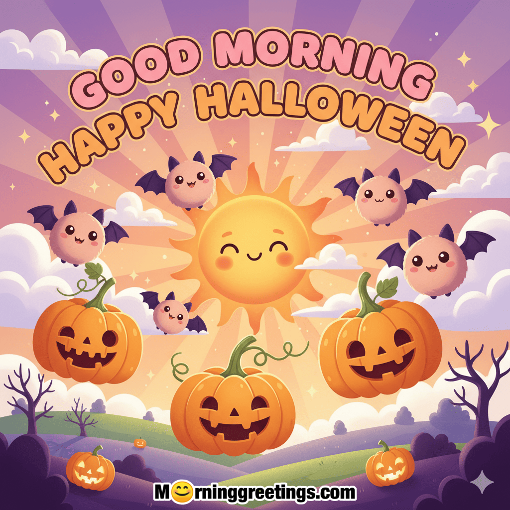 Good Morning Happy Halloween Scary Pumpkin Photo