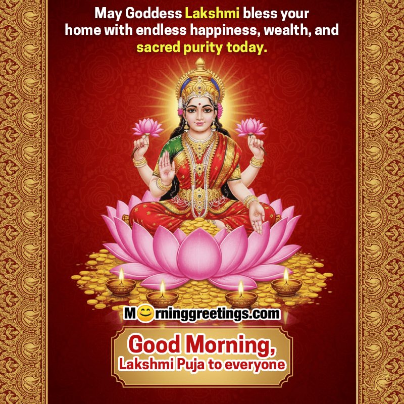 Good Morning Lakshmi Puja To Everyone Nice Wish Pic