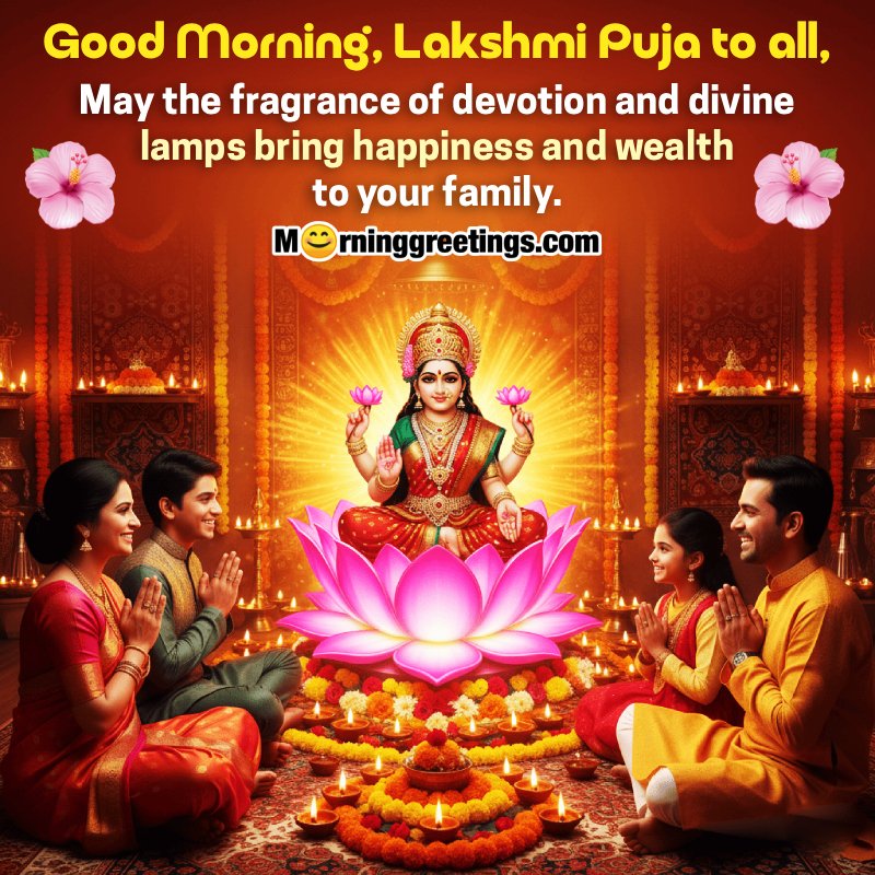 Good Morning Lakshmi Puja Wish Pic For Family