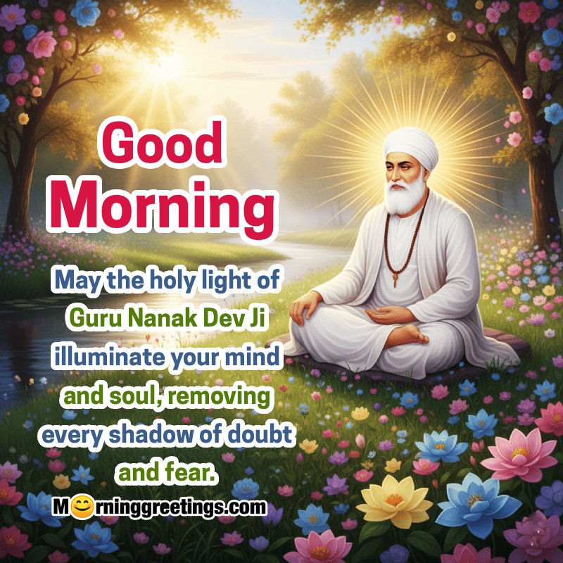 Good Mornig Guru Nanak Dev Ji Lovely Greeting Image