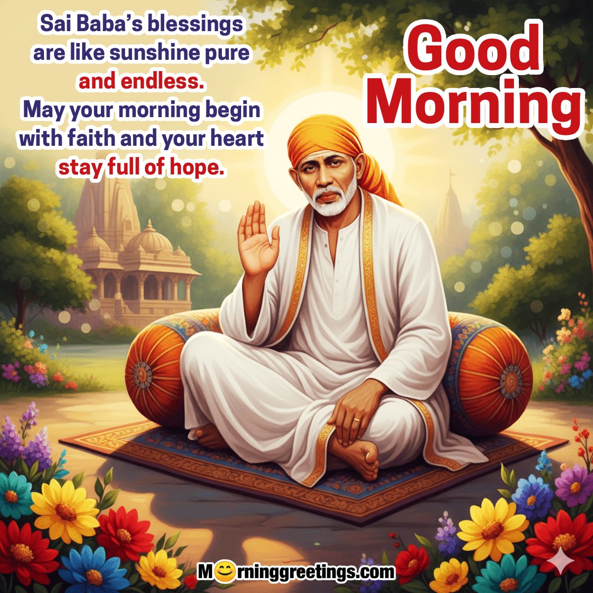Good Morning Sai Baba Blessing Photo