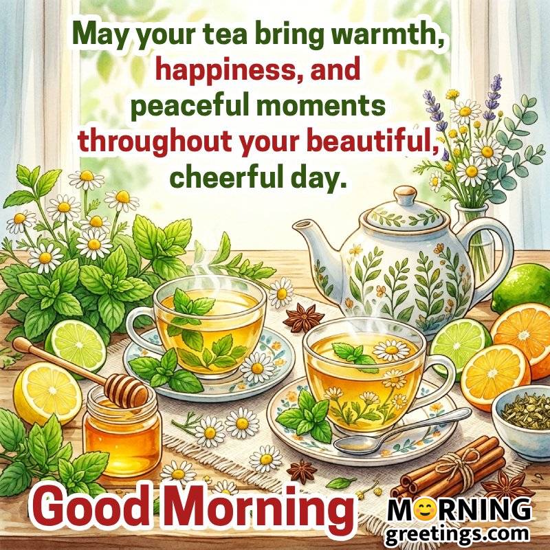 Good Morning Beautiful Tea Quote Image