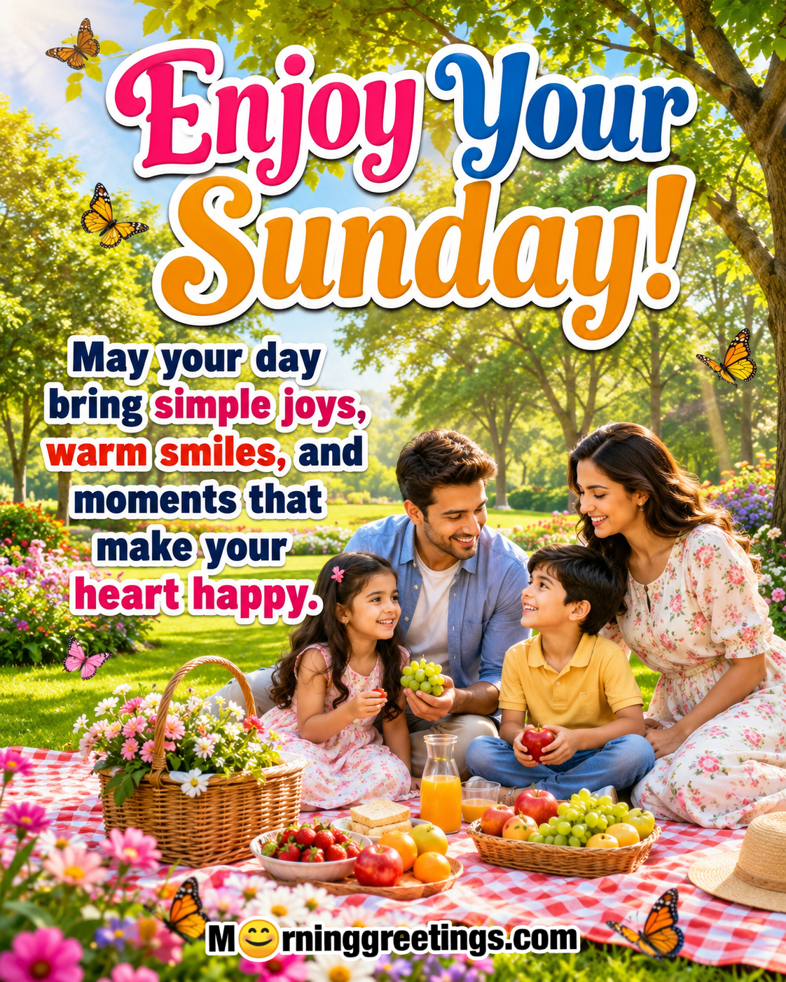 Enjoy Your Sunday With Warm Smiles Lovely Quote Pic