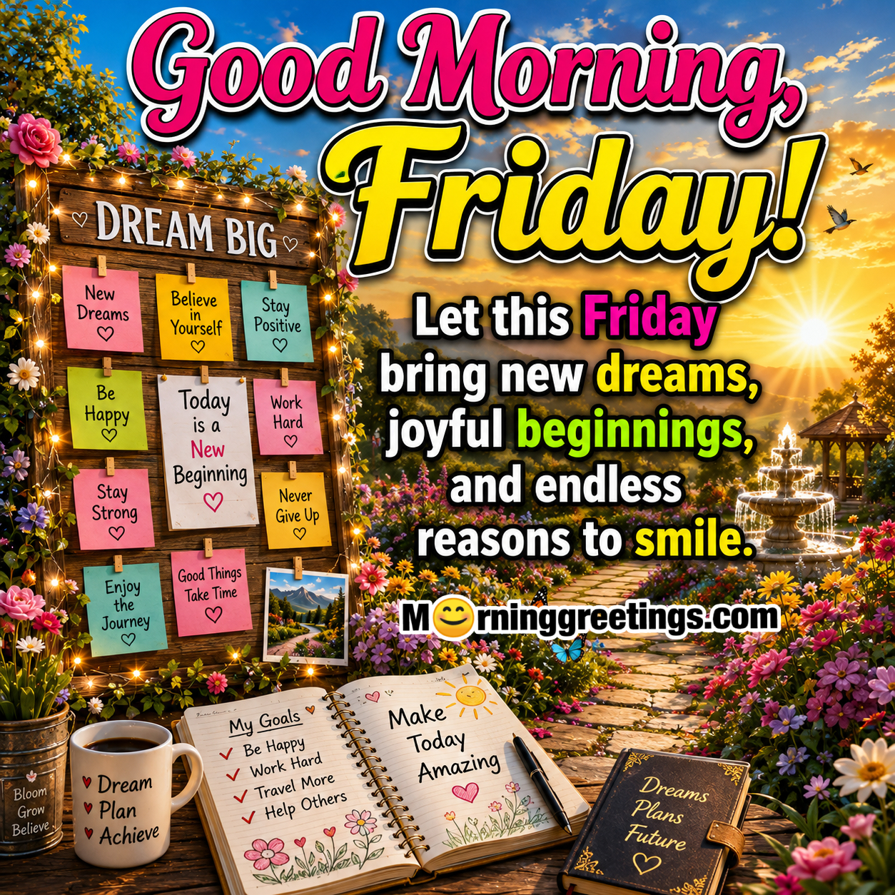 Good Morning Friday New Dreams Joyful Wish Pic