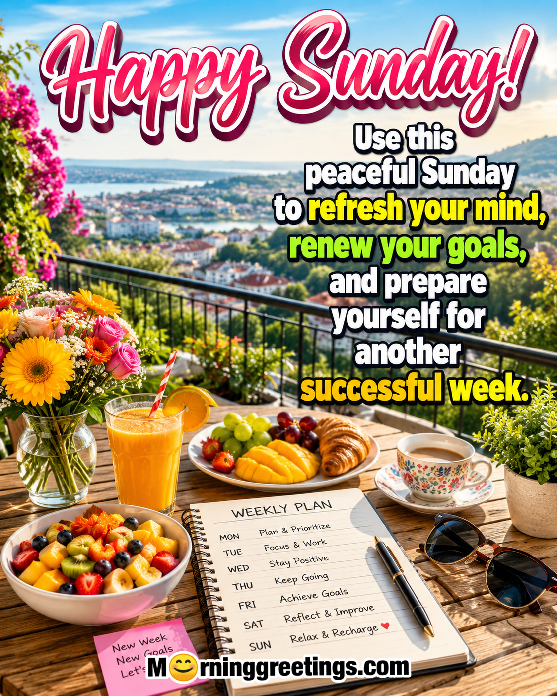 Happy Peaceful Sunday With Flowers Vase Best Quote Image