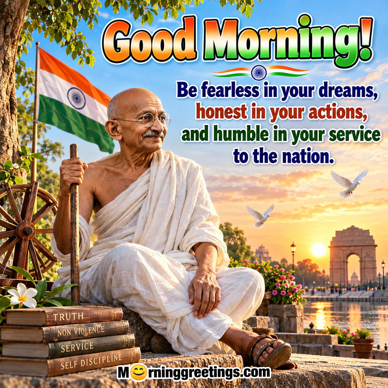 Good Morning Gandhiji Be Fearless In Your Dreams Pic