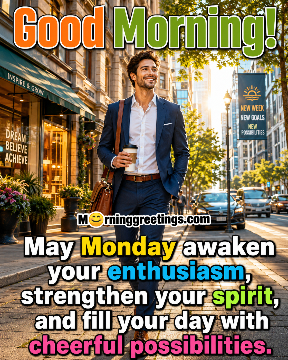 Good Morning Monday Awaken Your Enthusiasm Quote Pic