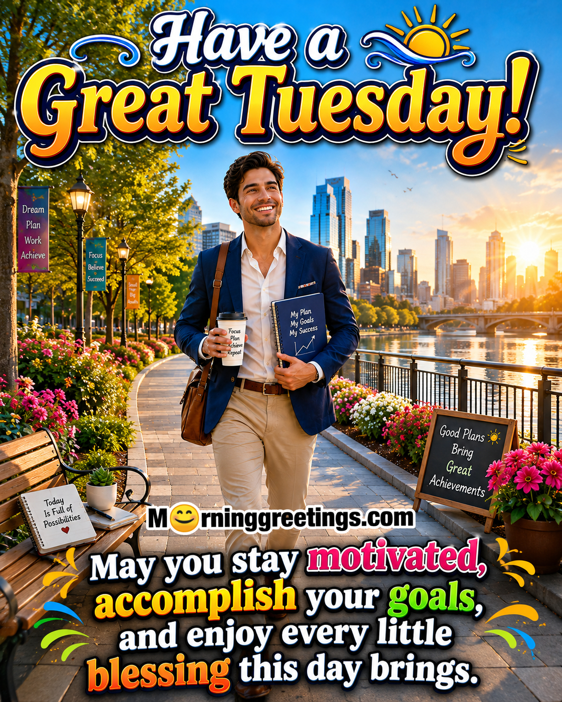 Have A Great Tuesday Stay Motivated Blessings Image